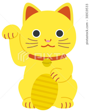 Yellow beckoning cat oval 38919533