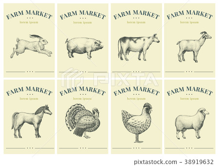 Labels with farm animals. Set templates price tags Labels with farm animals. Set templates price tags 38919632