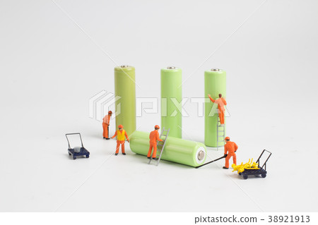 team figure disposing of recycle old batteries. team figure disposing of recycle old batteries. 38921913