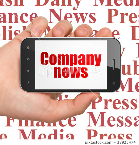 News concept: Hand Holding Smartphone with Company 38923474