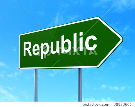 Politics concept: Republic on road sign background Politics concept: Republic on road sign background 38923605