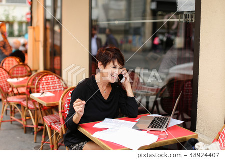 female journalist finish long important report on female journalist finish long important report on 38924407
