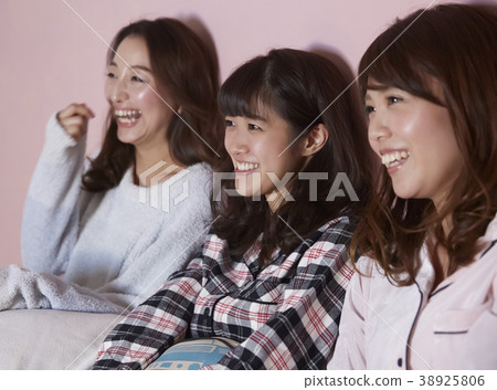 Pajamas party girls party movie watching 38925806