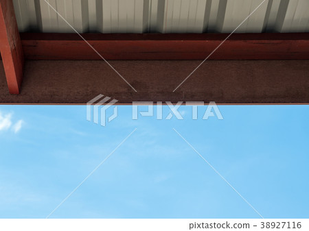 Wooden frame with the zinc roof. Wooden frame with the zinc roof. 38927116