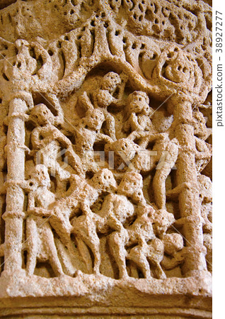 Carving details on the pillar of the Sun Temple Carving details on the pillar of the Sun Temple 38927277
