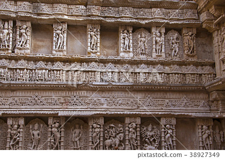 Carved idols on the inner wall of Rani ki vav  38927349