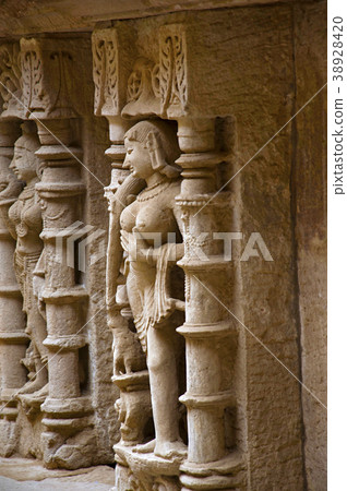 Carved idols on the inner wall of Rani ki vav 38928420