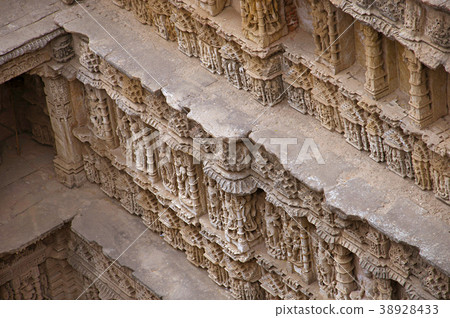 Carved inner wall and pillars of Rani ki vav 38928433