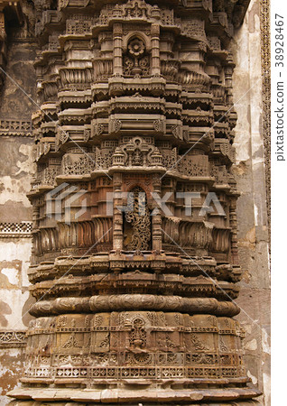 Carving details on outer wall of Jhulta Minara Carving details on outer wall of Jhulta Minara 38928467