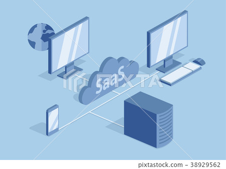 Concept of SaaS, software as a service. Cloud 38929562