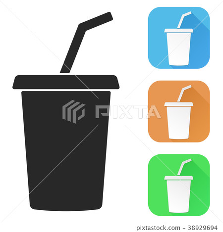 Drink with straw. Colored icons 38929694