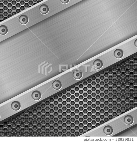 Metal background with rivets and perforation 38929831
