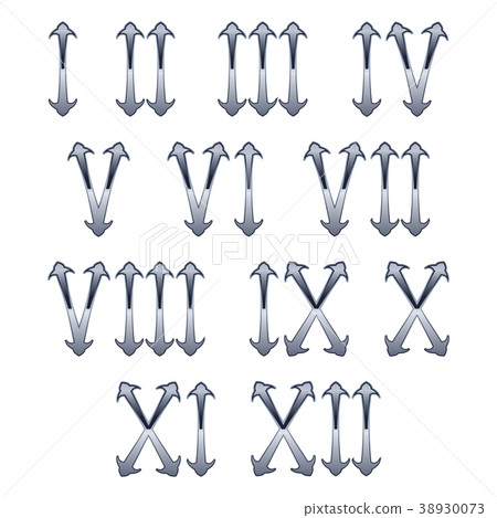 Roman numerals on white background. Retro styled 38930073