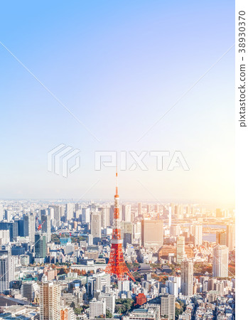aerial city skyline with tokyo tower, japan aerial city skyline with tokyo tower, japan 38930370