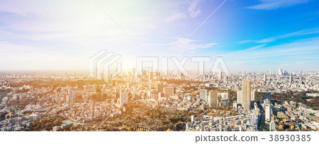 aerial view of city skyline in Tokyo, Japan aerial view of city skyline in Tokyo, Japan 38930385