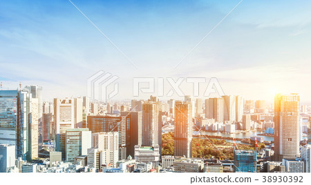 aerial view of city skyline in Tokyo, Japan 38930392
