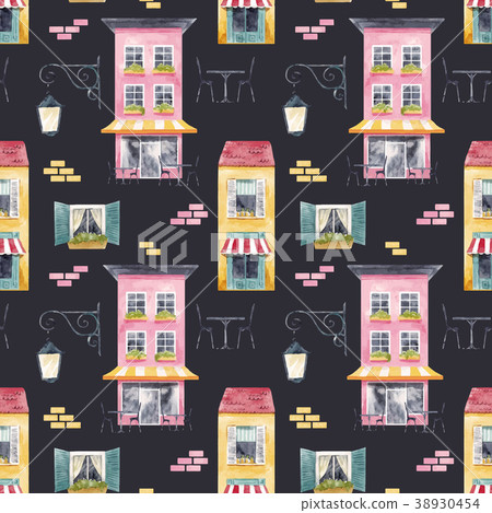 Watercolor baby vector pattern 38930454