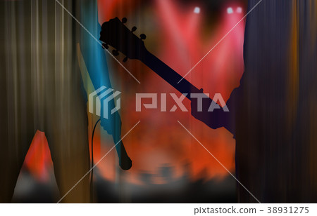 Silhouette of electric guitar player and singer  38931275