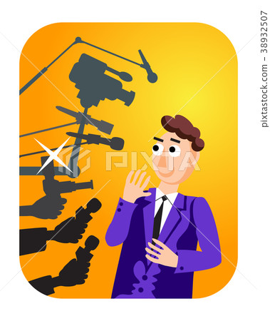 Interview. Speaker man. Press conference. News 38932507