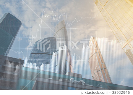 Double explosure with business charts and 38932946