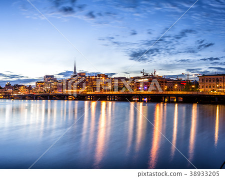 Stockholm sunset skyline panorama 38933205