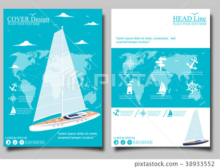 Yacht club flyer design with sail boat 38933552