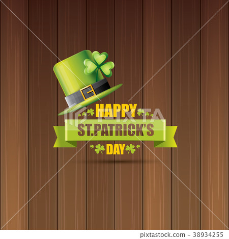 saint patricks day label or poster with green hat saint patricks day label or poster with green hat 38934255