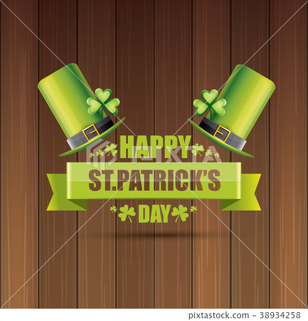 saint patricks day label or poster with green hat saint patricks day label or poster with green hat 38934258