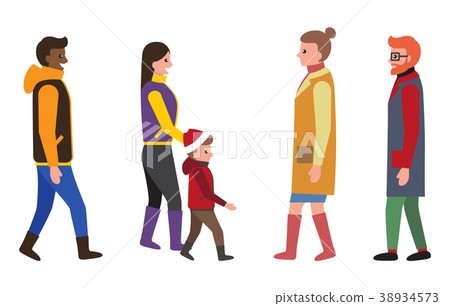 People Dressed in Warm Clothes Vector Illustration 38934573