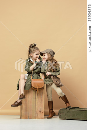 Two beautiful girls on a pastel background 38934876