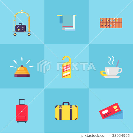 Rest in Hotel Set of Isolated Illustrations Rest in Hotel Set of Isolated Illustrations 38934965