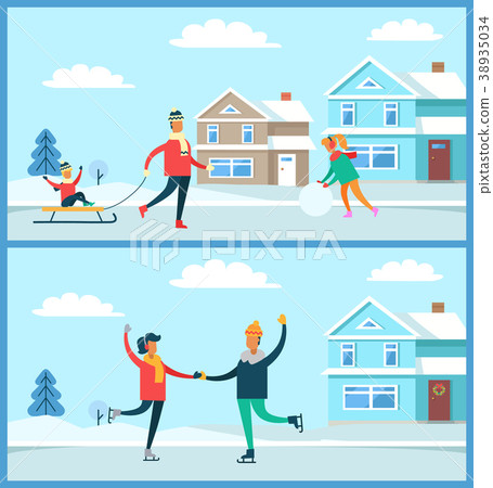 Wintertime Activities Nature Vector Illustration Wintertime Activities Nature Vector Illustration 38935034