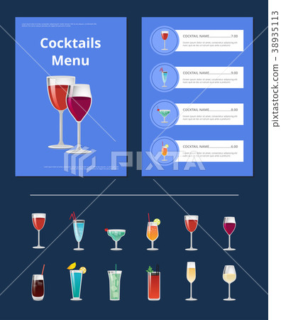 Cocktails Menu Bar Layout Vector Illustration 38935113