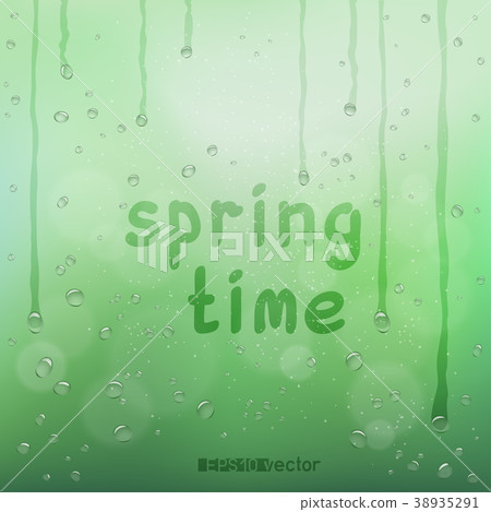 spring time text on blurry rain bokeh spring time text on blurry rain bokeh 38935291