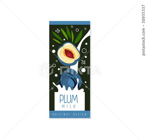 Plum milk logo original design, label for natural 38935337