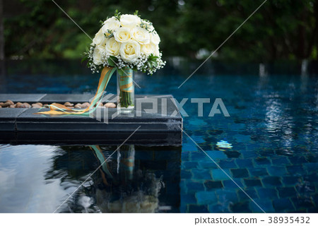 White rose flower bouquet in bundle shape  38935432