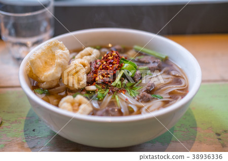 Thai style noodle with pork. Kuay Tiew. Thai style noodle with pork. Kuay Tiew. 38936336