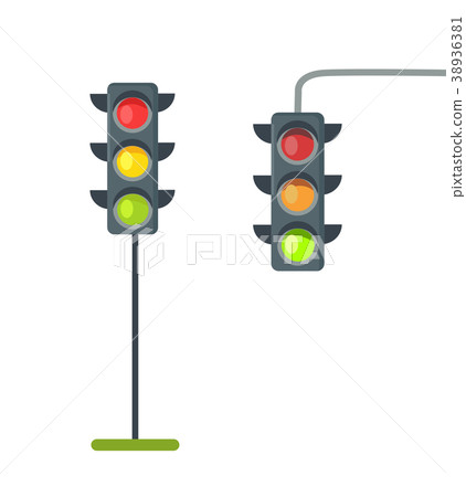 Icons of Traffic Lights Isolated Vector on White - Stock Illustration ...