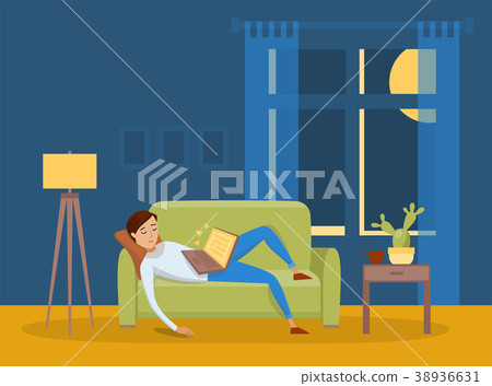 Sleeping young man at home vector illustration Sleeping young man at home vector illustration 38936631