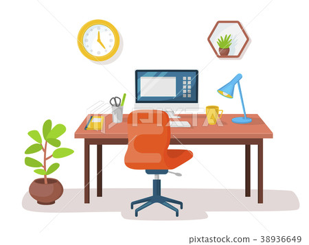 Empty modern workplace office interior. Vector Empty modern workplace office interior. Vector 38936649