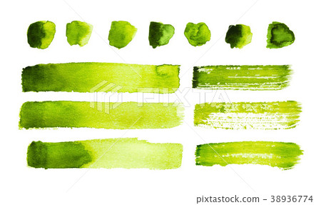 Green watercolor strokes and stains isolated Green watercolor strokes and stains isolated 38936774
