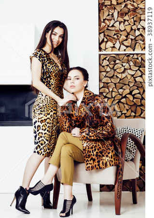 pretty stylish woman in fashion dress with leopard 38937119