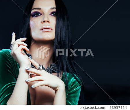 young pretty brunette woman fashion dressed young pretty brunette woman fashion dressed 38937534