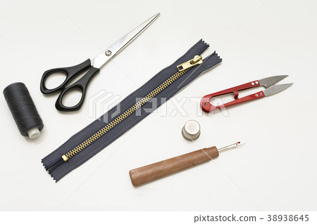 Tailor's work desk. Pattern of sewing accessories 38938645