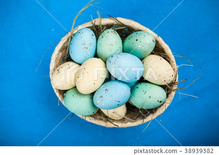 Easter eggs on blue background Easter eggs on blue background 38939382