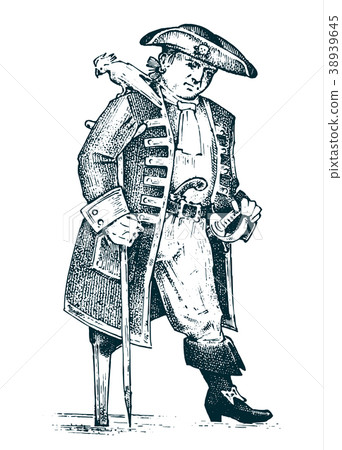 Pirate or captain man on ship traveling through 38939645