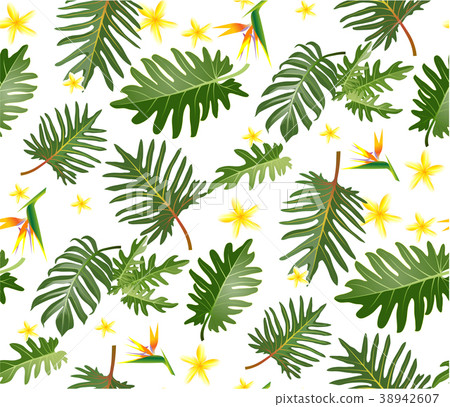 Seamless tropical pattern with palm leaves 38942607