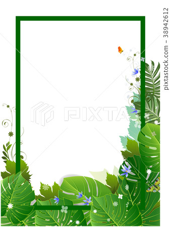 Frame of fresh green summer leaves - Stock Illustration [38942612] - PIXTA