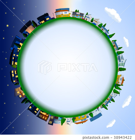 Town town residential area day and night Town town residential area day and night 38943422