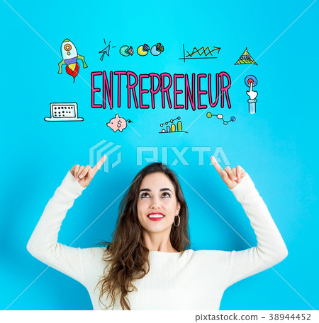 Entrepreneur with young woman looking upwards Entrepreneur with young woman looking upwards 38944452